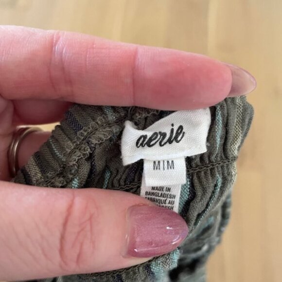 NWOT Aerie Green Striped Smocked Romper Size Medium - Picture 5 of 5